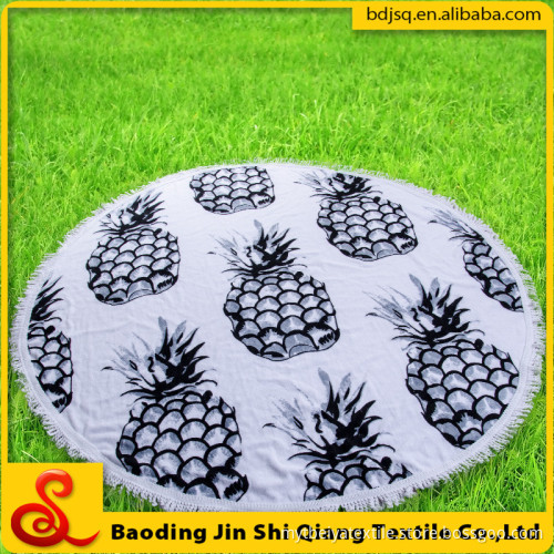 Custom Printed 100% Cotton Circle Beach Towel With Tassel, Round Beach Towel